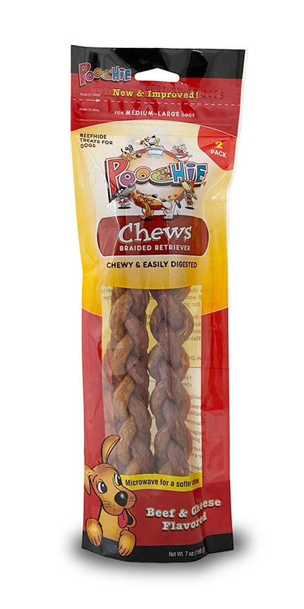 Poochie 2 Count Braided Sticks
