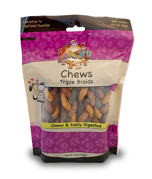 Poochie Triple 10 Count Braided Sticks