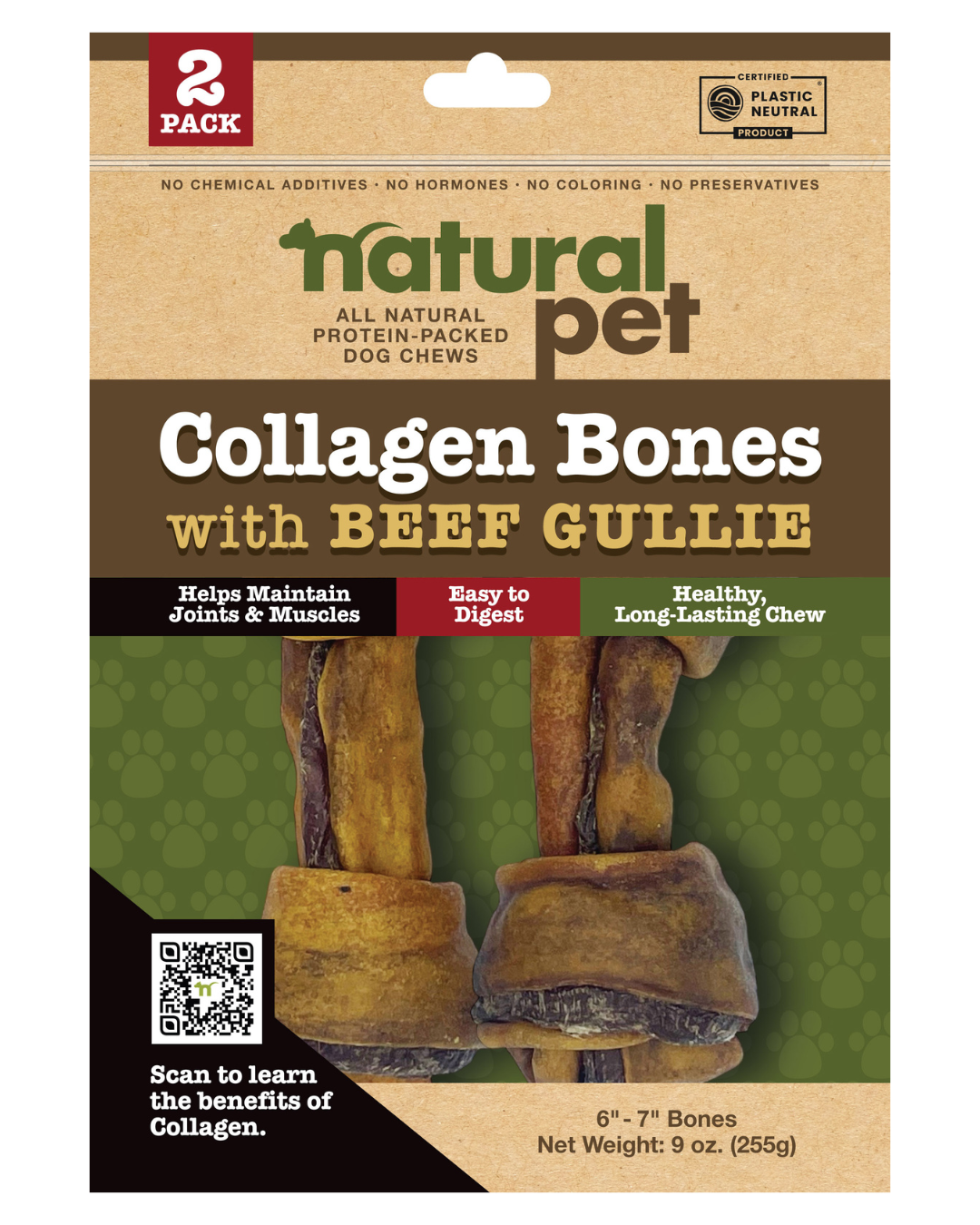 Natural Pet Collagen 6"- 7" Gullie Bones, 2 Count
