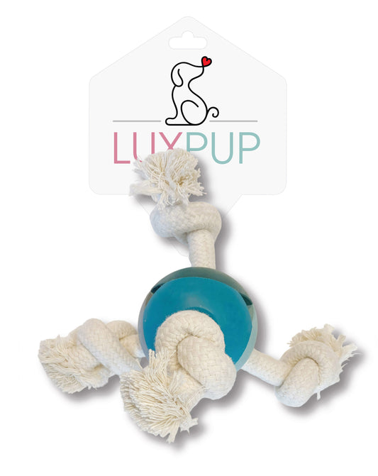 LuxPup Ball With Rope- Blue