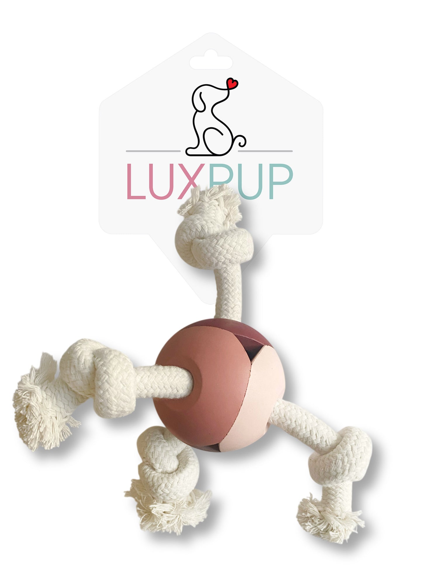 Lux Pup Ball With Rope- Pink