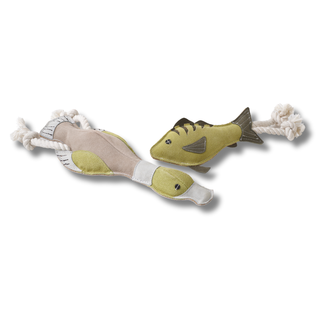 Natural Pet Leather Duck With Rope