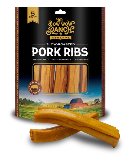 The Bow Wow Ranch 6.5" Roasted Pork Ribs, 5 Count