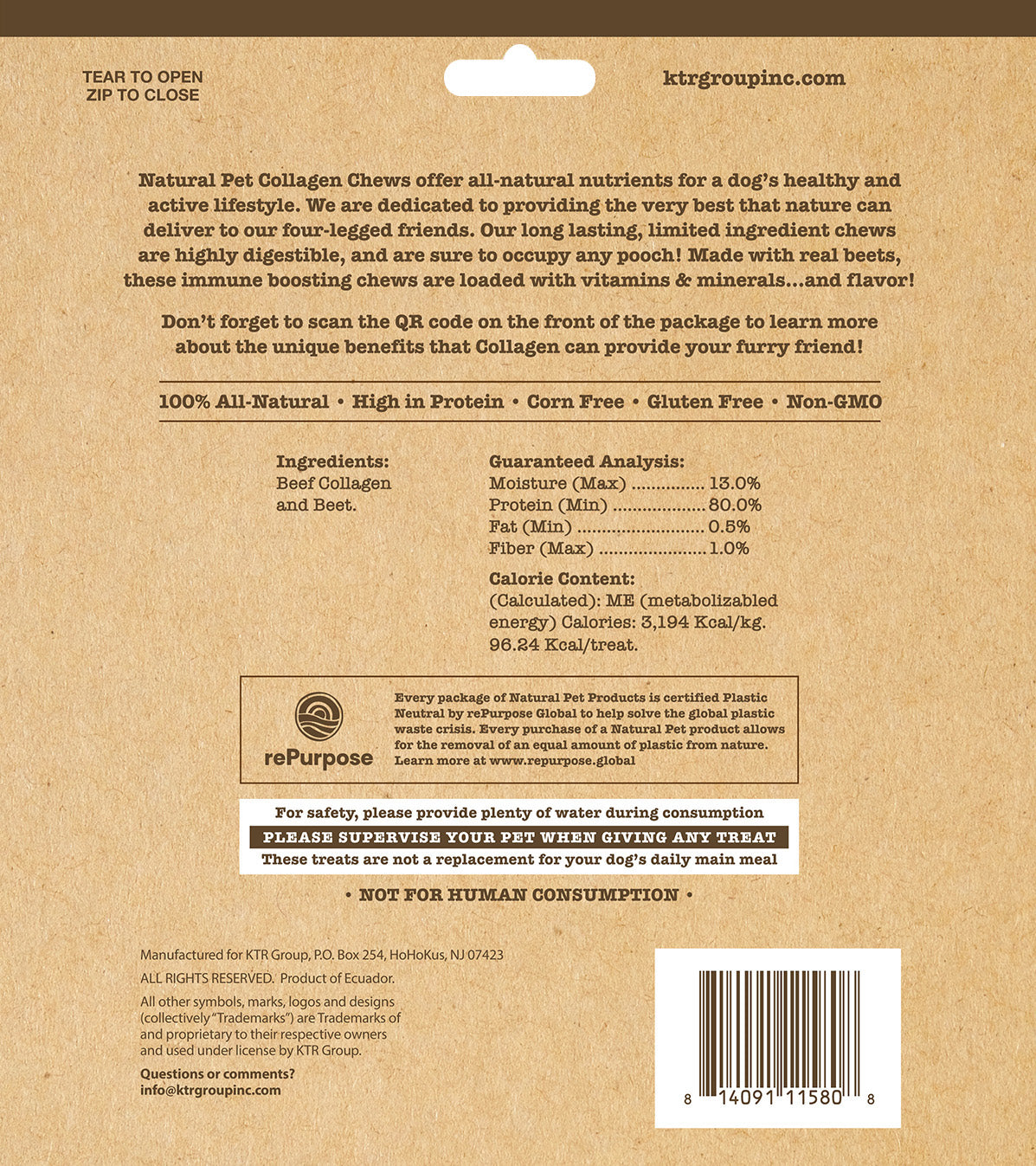 Natural Pet 8 Count Collagen Beet Bars