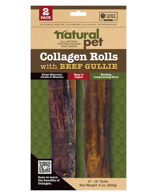 Natural Pet Collagen 9"- 10" Gullie Rolls, 2 Count